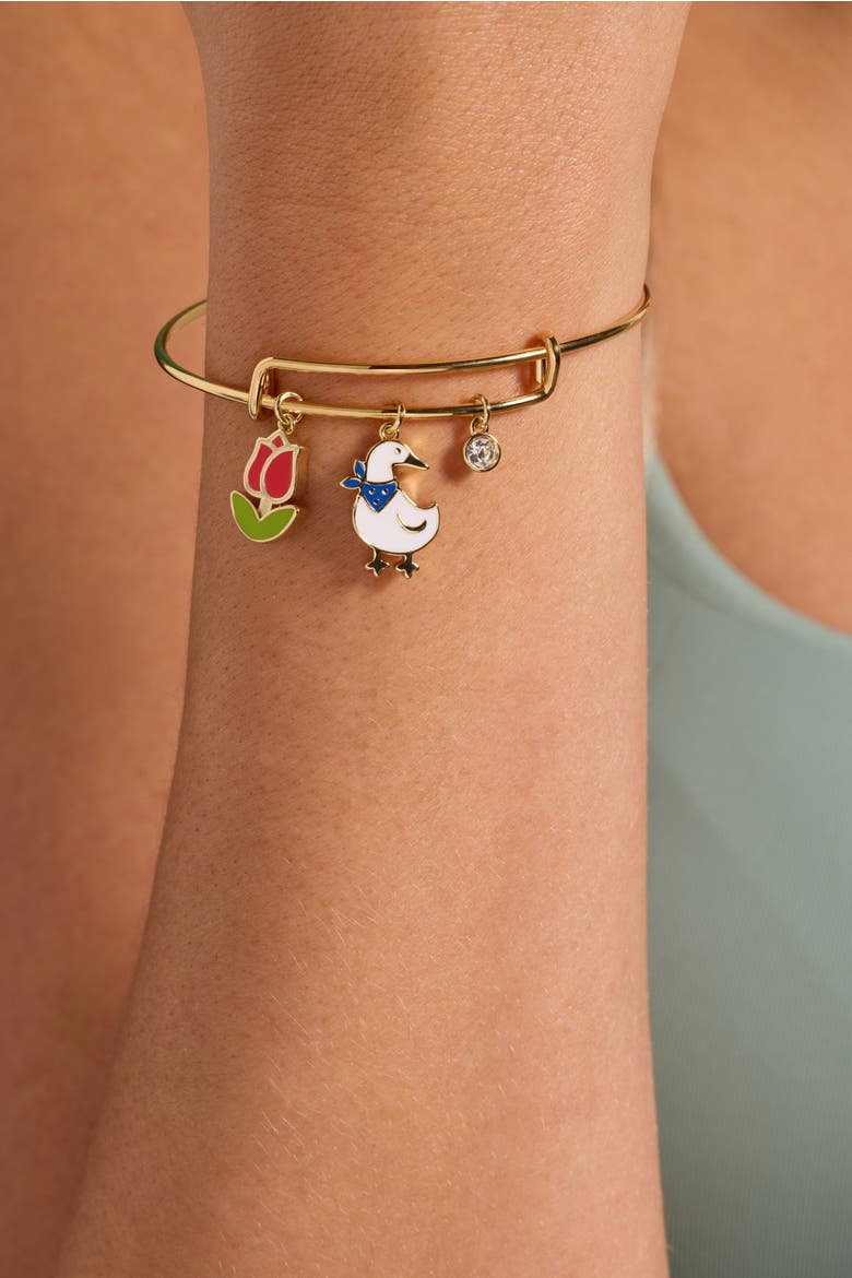 Garden Party Multi Charm Bangle, Alternate, color, Gold