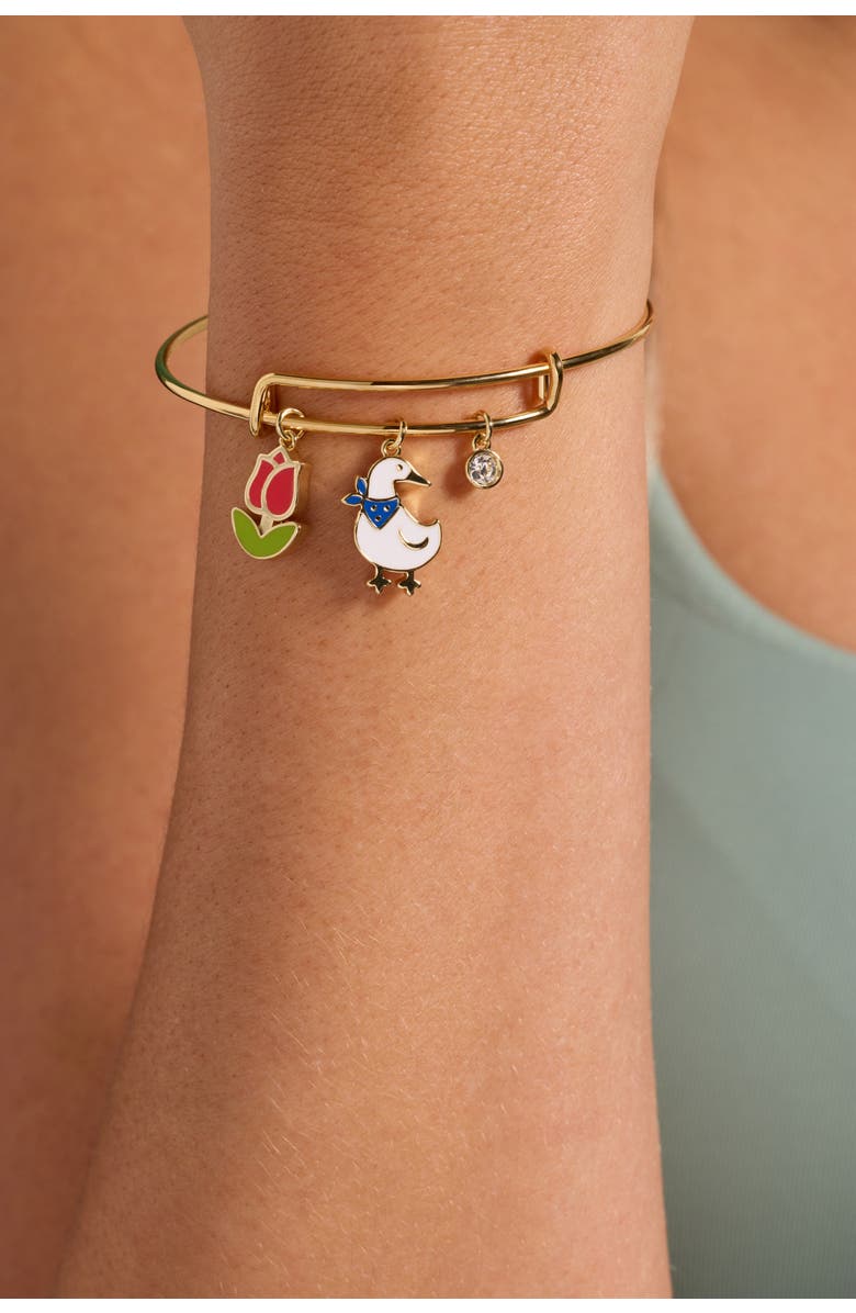 Alex and Ani Garden Party Multi Charm Bangle, Alternate, color, Gold