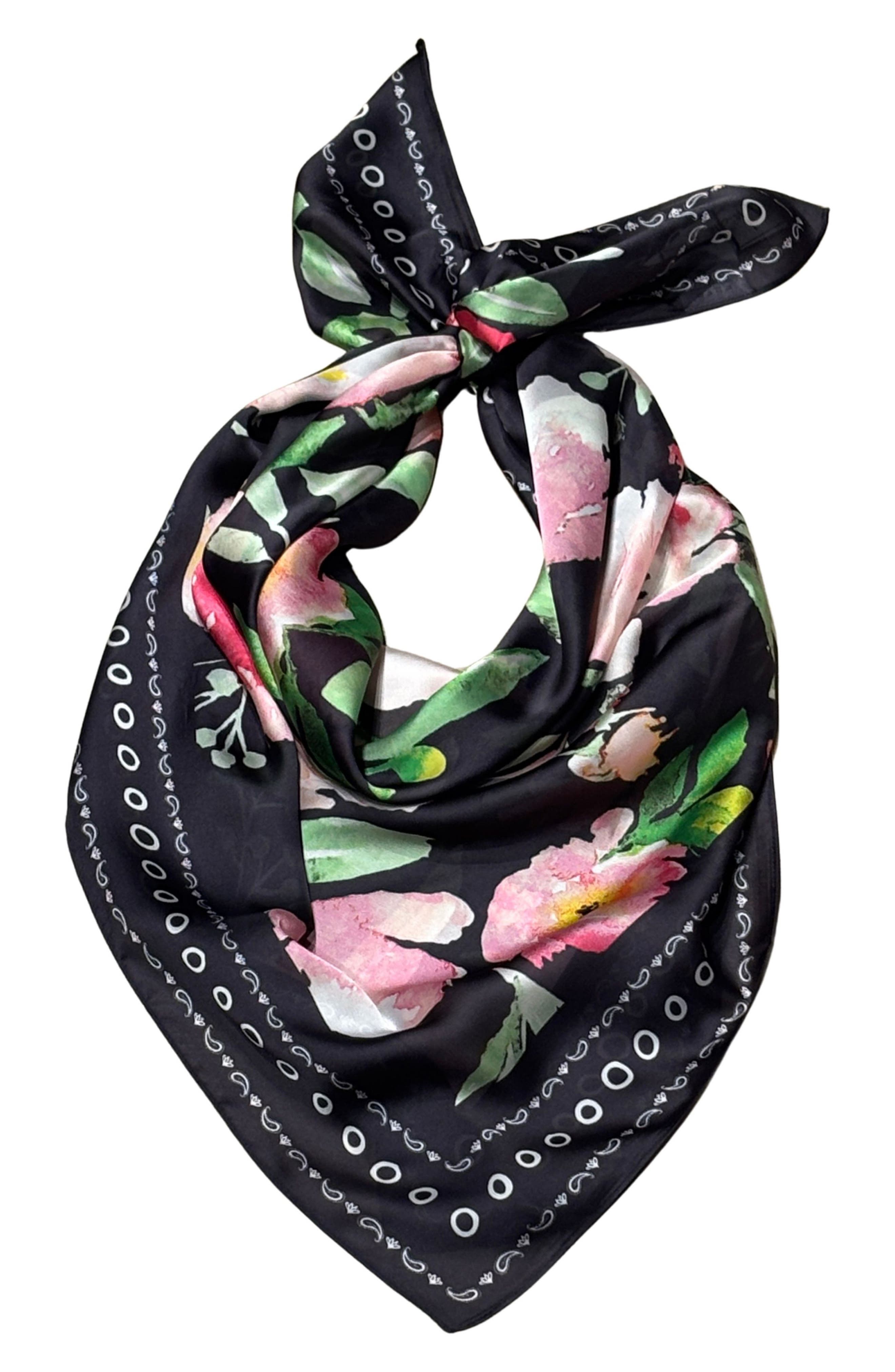 Nicole Miller Floral Satin Scarf