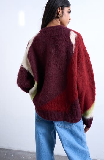 Blurred Floral Fuzzy Sweater