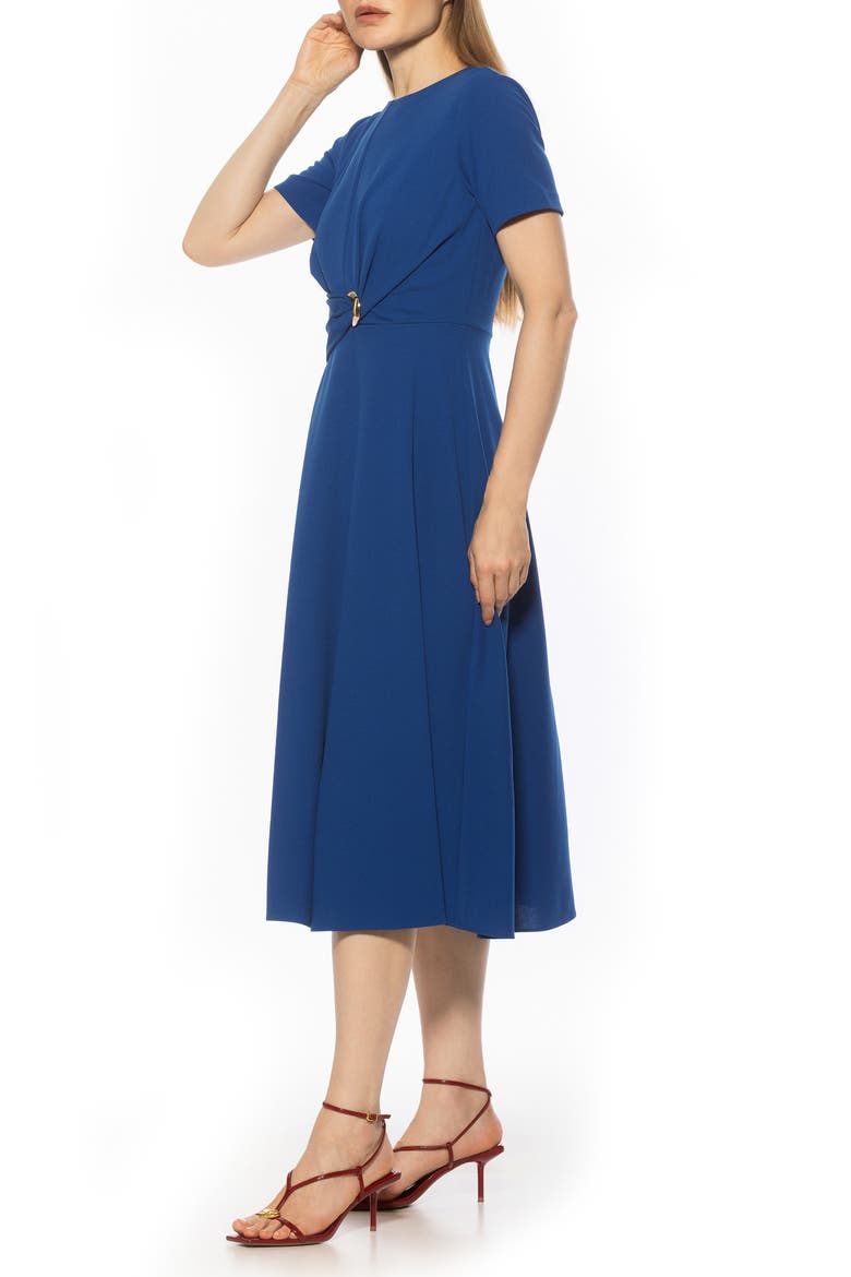 Xi Gathered Waist Midi Dress, Alternate, color, LAPIS
