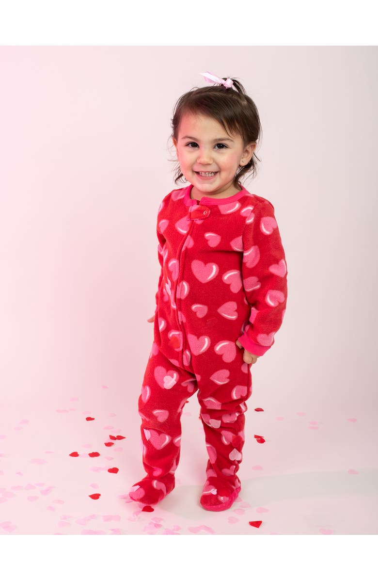 Leveret Footed Fleece Printed Matching Family Holiday Pajamas, Alternate, color, Heart