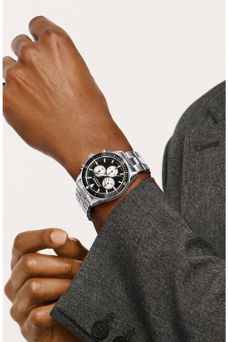 Calendoplan S Chronograph Bracelet Watch, 42mm, Alternate, color, BLACK
