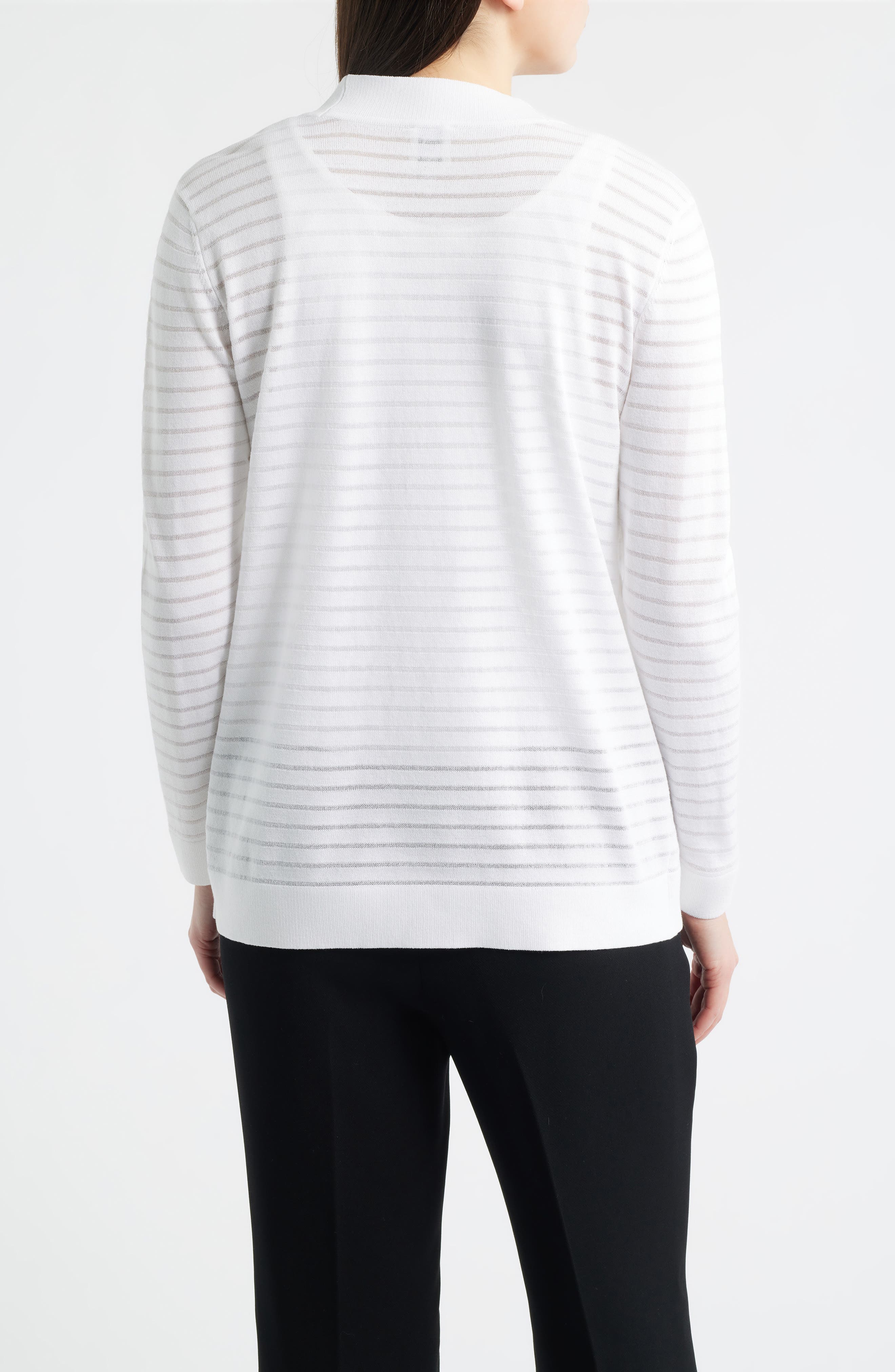 Sheer Stripe Open Front Cardigan - image 4