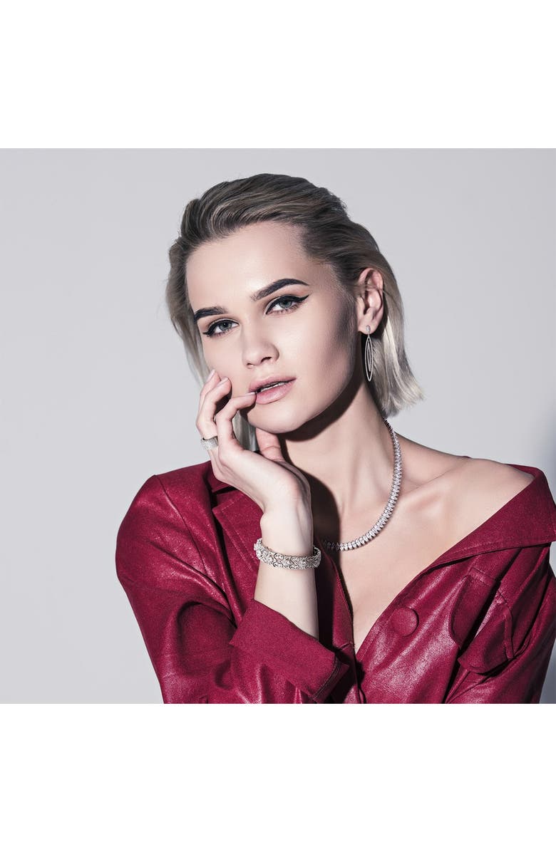 BLING JEWELRY Bridal Marquis Cubic Zirconia Tennis Necklace, Alternate, color, 