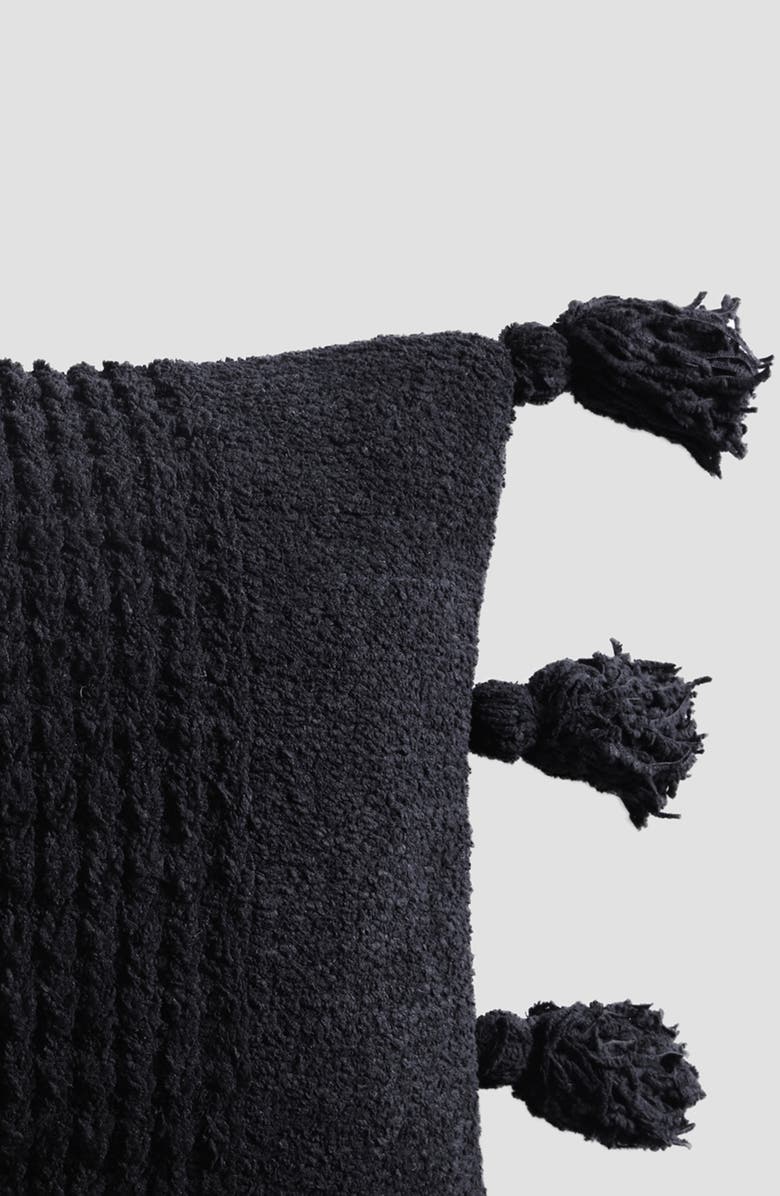 Sunday Citizen Braided Pom Pom Throw Blanket, Alternate, color, Black