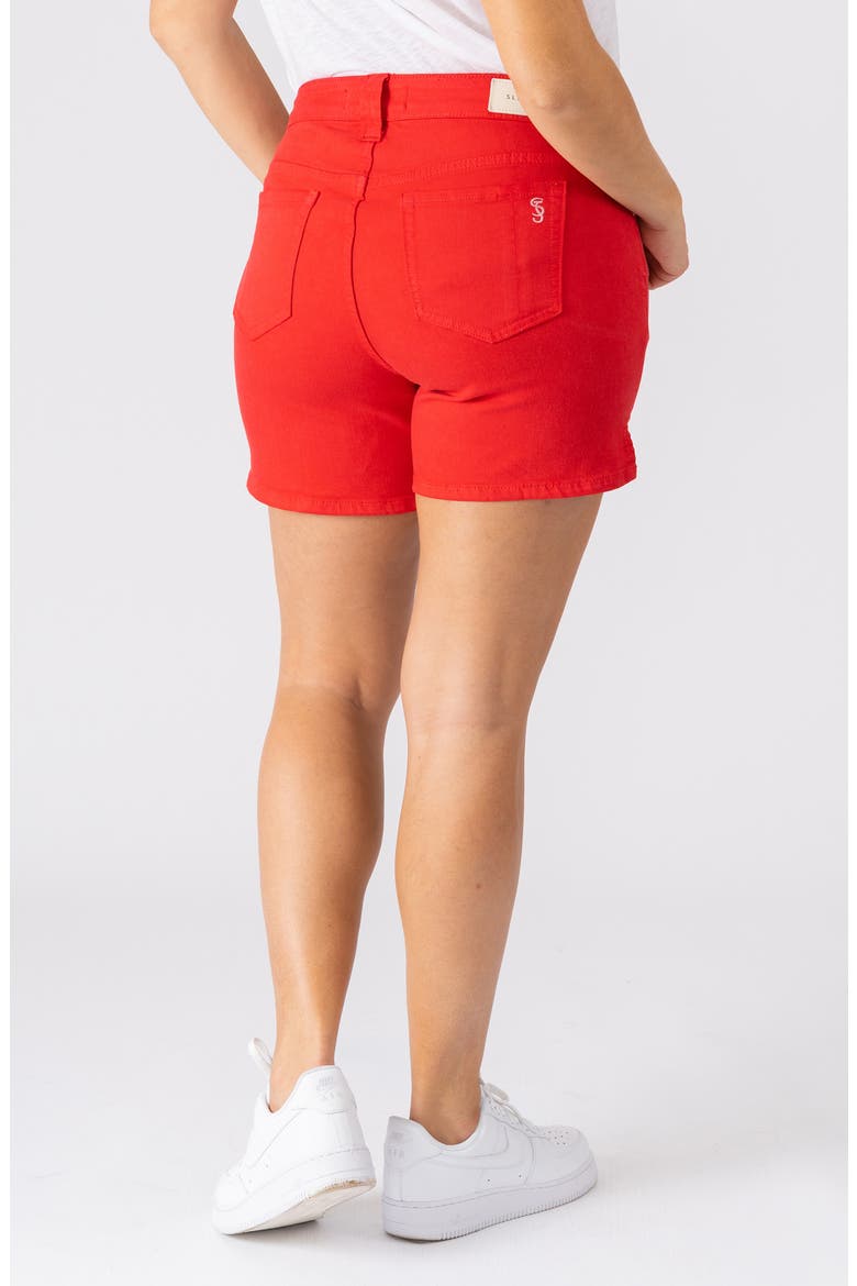 Side Vent Mid Rise Denim Shorts, Alternate, color, ROSE RED