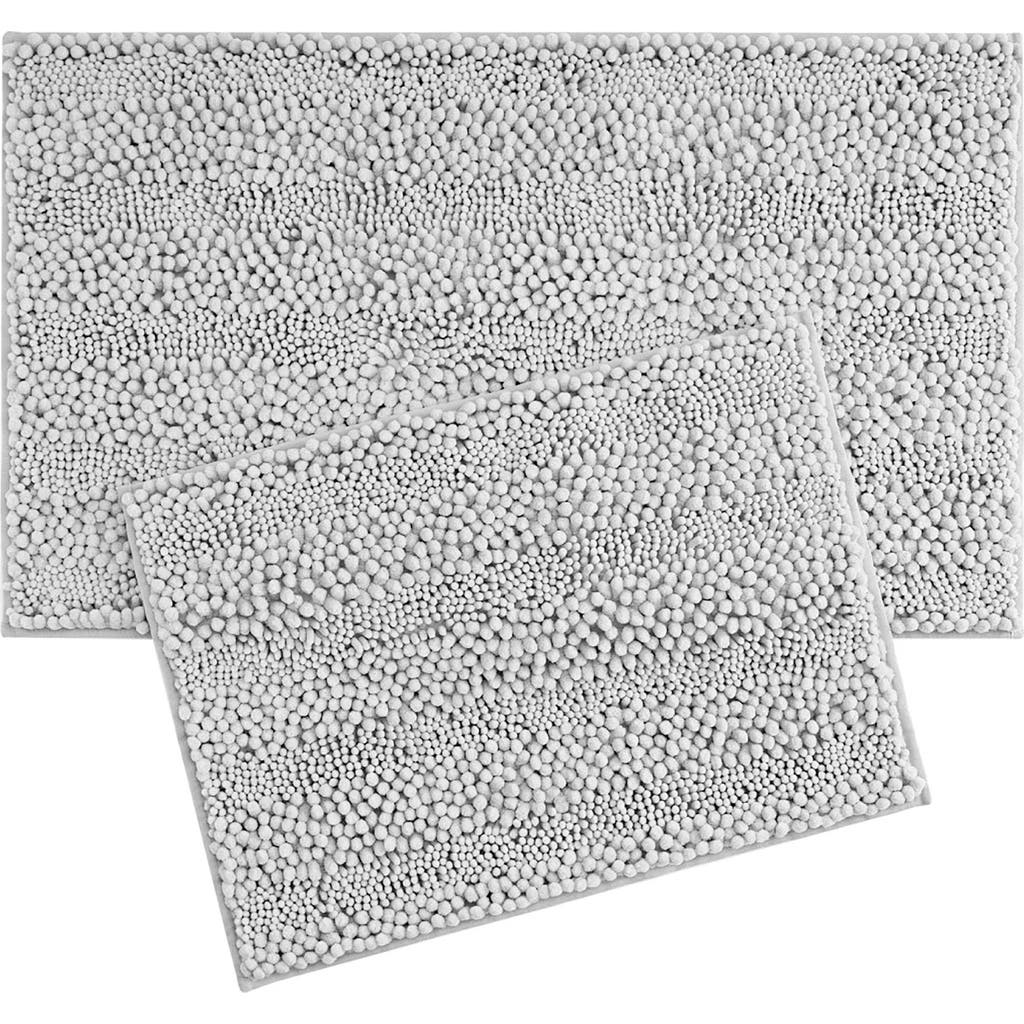 Laura Ashley Chenille Set Of 2 Bath Rugs In Light Grey