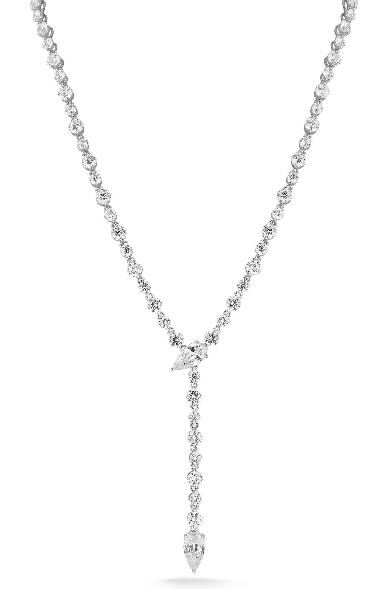 14k Gold Plated Cubic Zirconia Y-Necklace