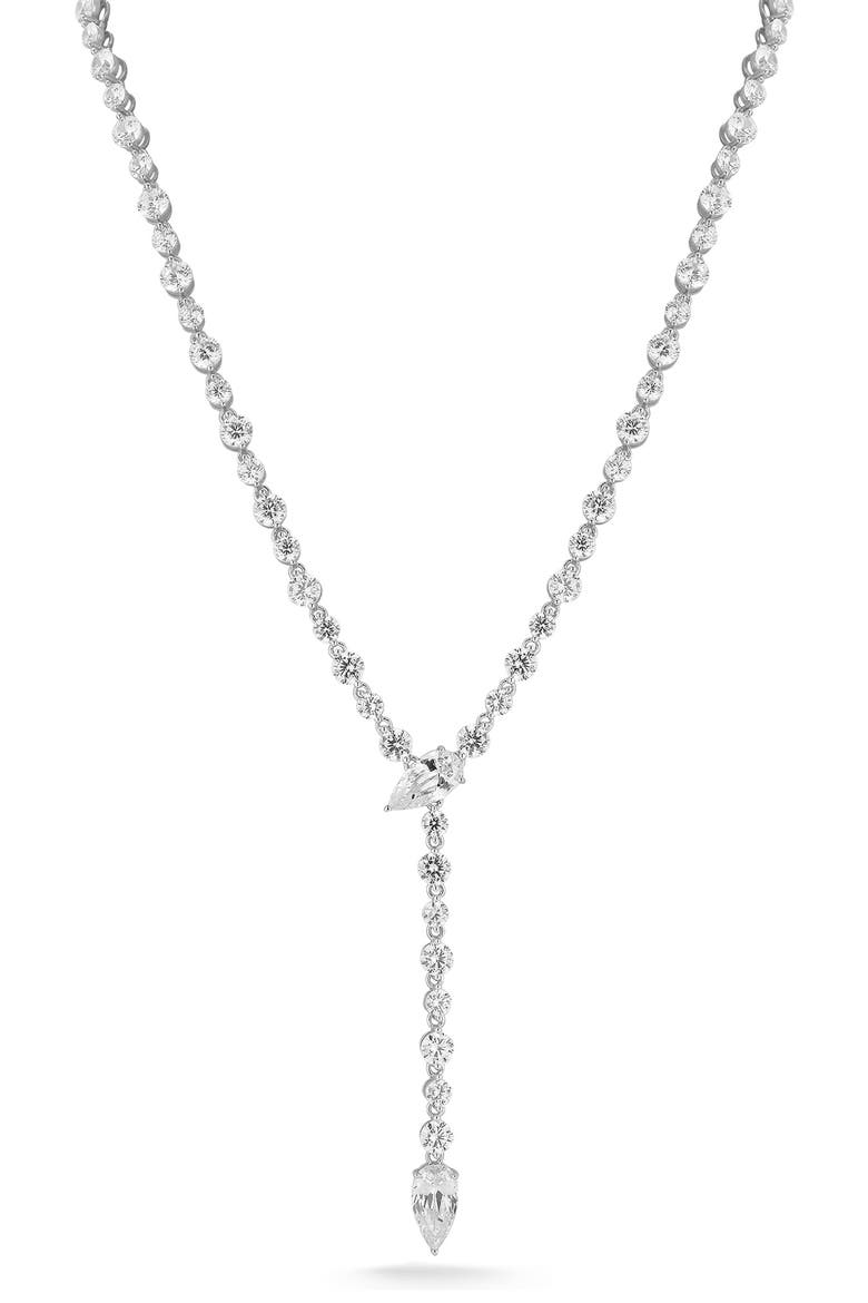 Sterling Silver Cubic Zirconia Y-Necklace, Main, color, SILVER