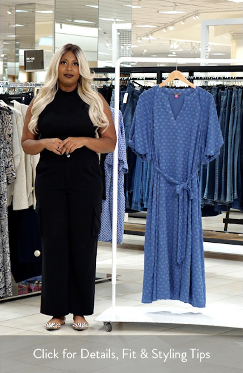 Clip Print Short Sleeve Midi Dress, sales video thumbnail