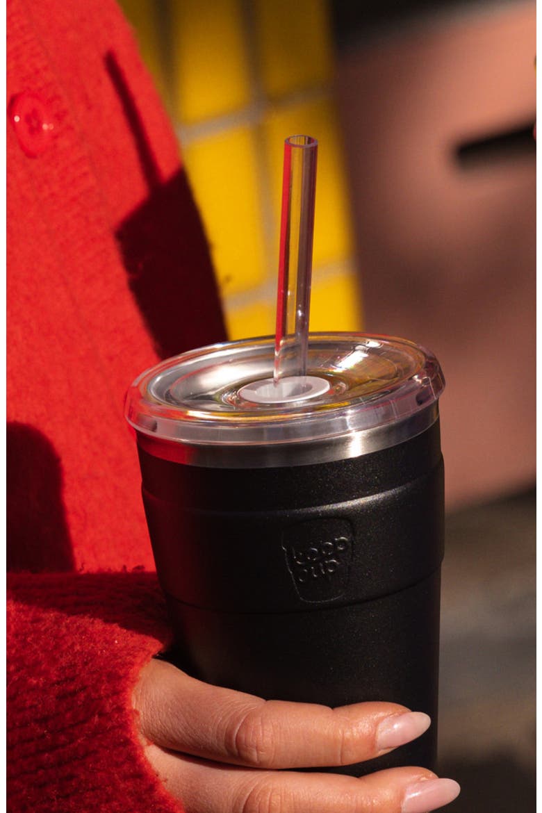 Cold Cup Thermal with Coffee Straw, Alternate, color, Black