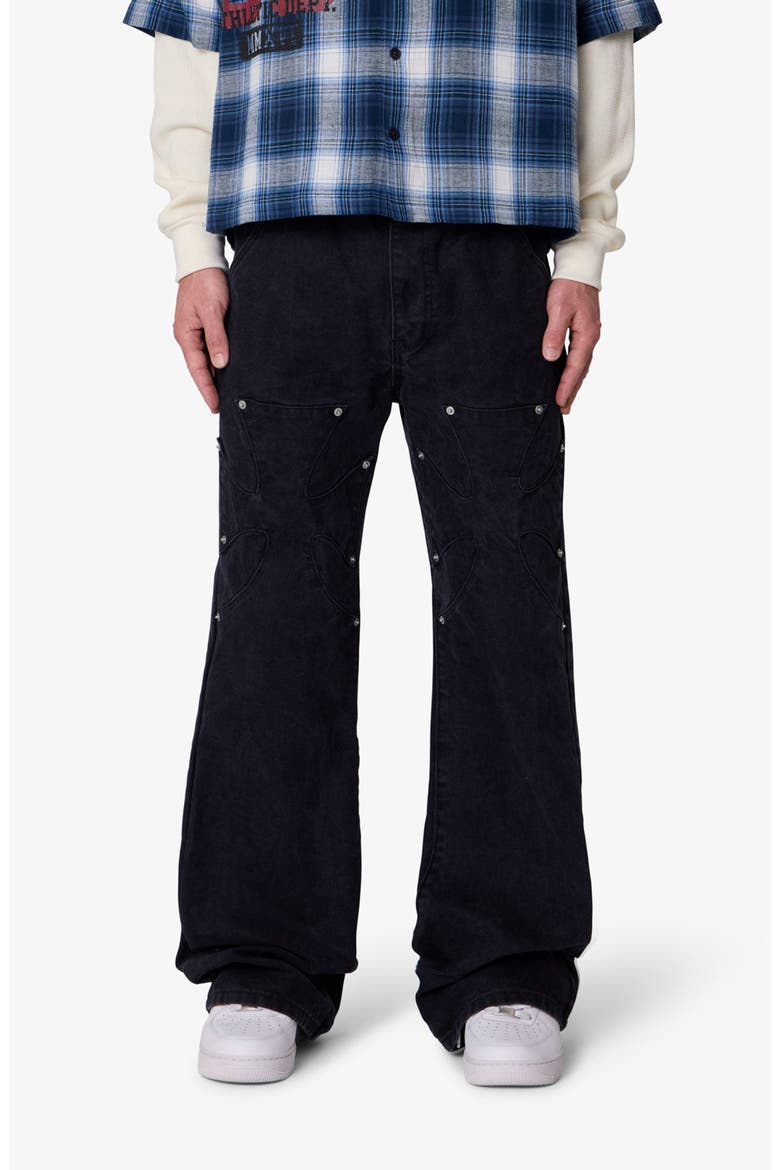 Iron Cross Baggy Flare Jeans, Main, color, BLACK