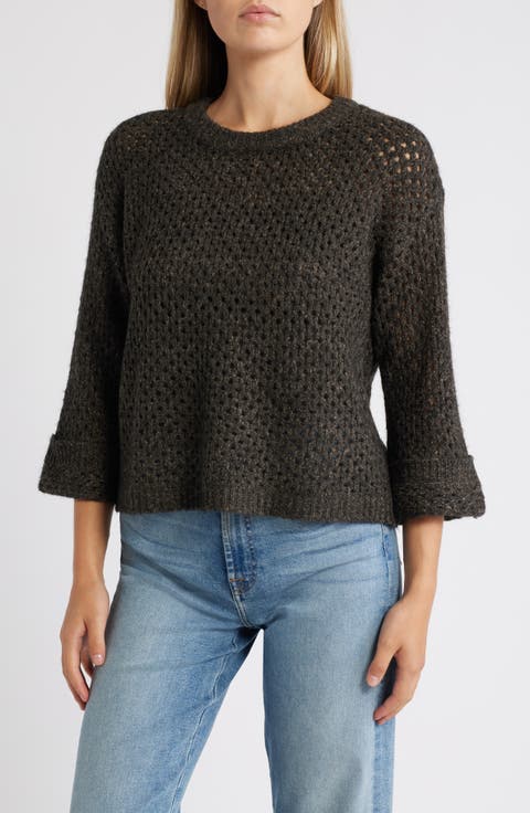 Open Stitch Cuffed Sweater