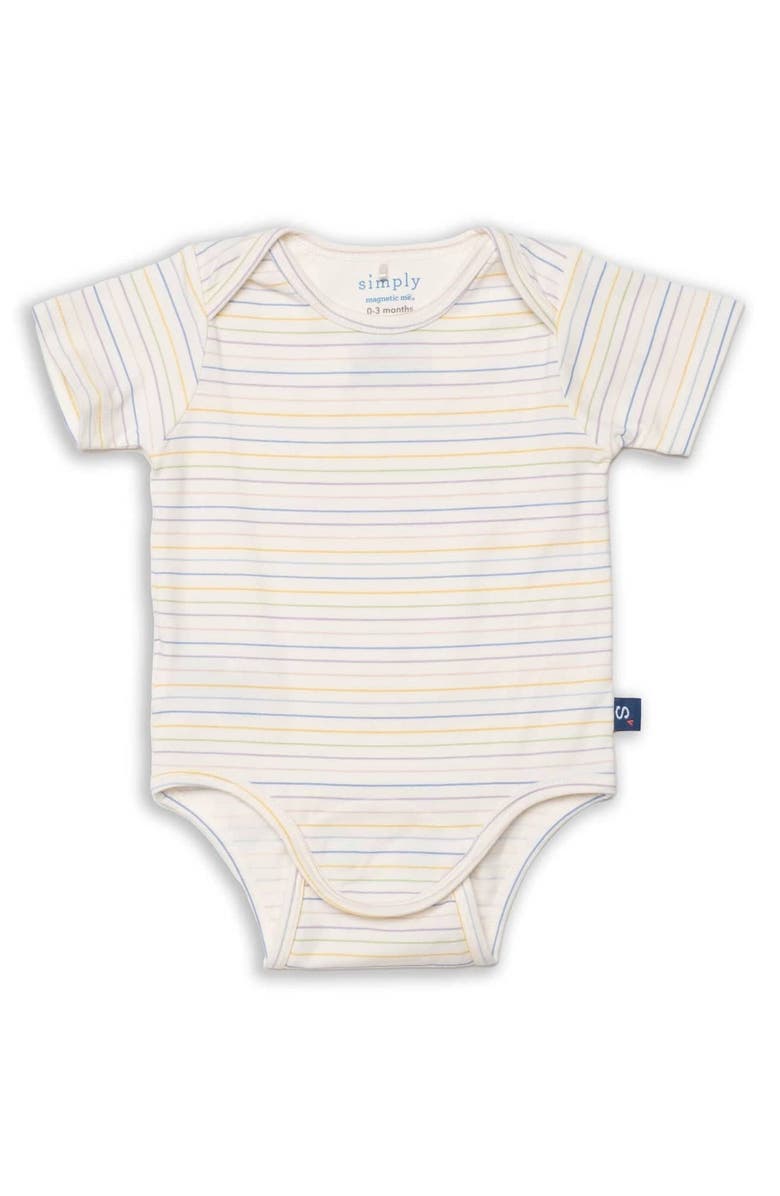 Magnetic Me Stripe Organic Cotton Blend Bodysuit, Main, color, Multi Stripe