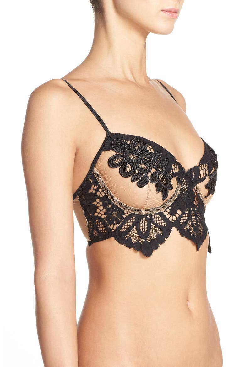 'Ruby' Longline Underwire Bra, Alternate, color, BLACK