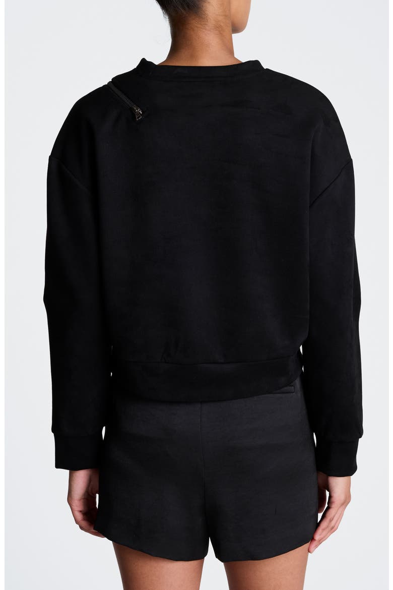 Diagonal Zip Sweatshirt, Alternate, color, BLACK