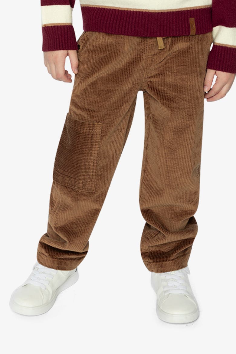 Stretch Corduroy Cargo Pocket Drawstring Waist Pants, Alternate, color, Brown Sugar