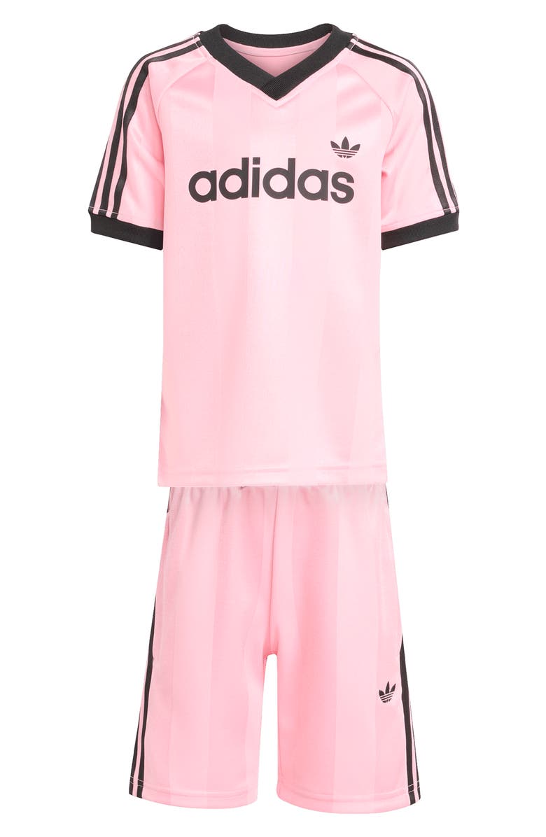 adidas Originals Kids' Jacquard Jersey & Shorts Set, Main, color, Light Pink