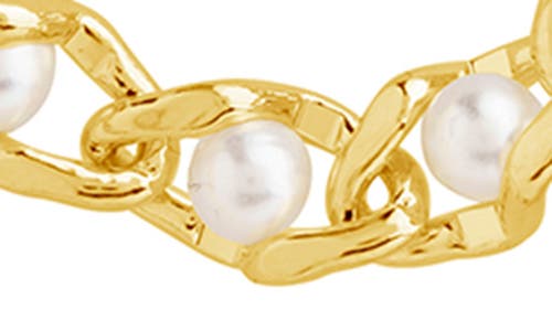 Sterling Forever Amadea Imitation Pearl Multistrand Necklace In Gold