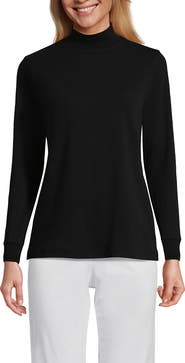 Lands' End Relaxed Cotton Long Sleeve Mock Turtleneck