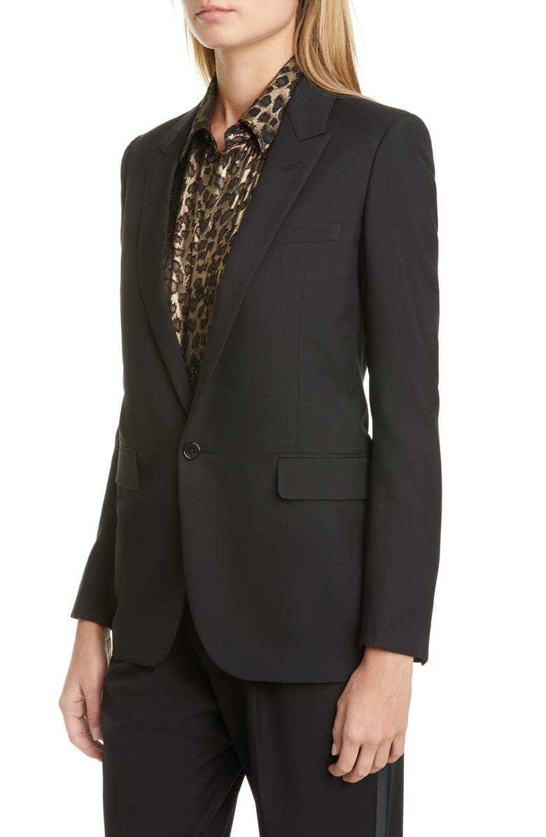 Saint Laurent One-Button Jacket, Main, color, Noir