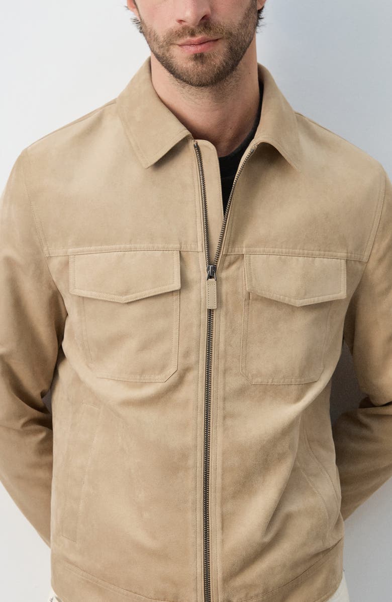 MANGO Faux Suede Jacket, Alternate, color, Beige