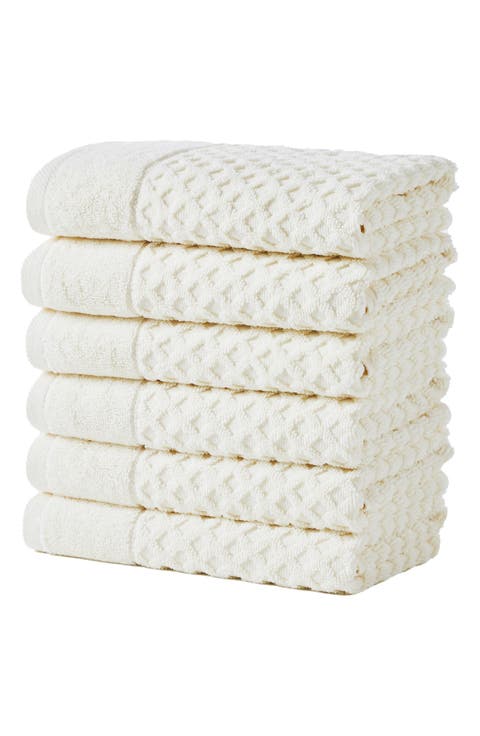Diamond Waffle Texture 6-Pack Hand Towel Set