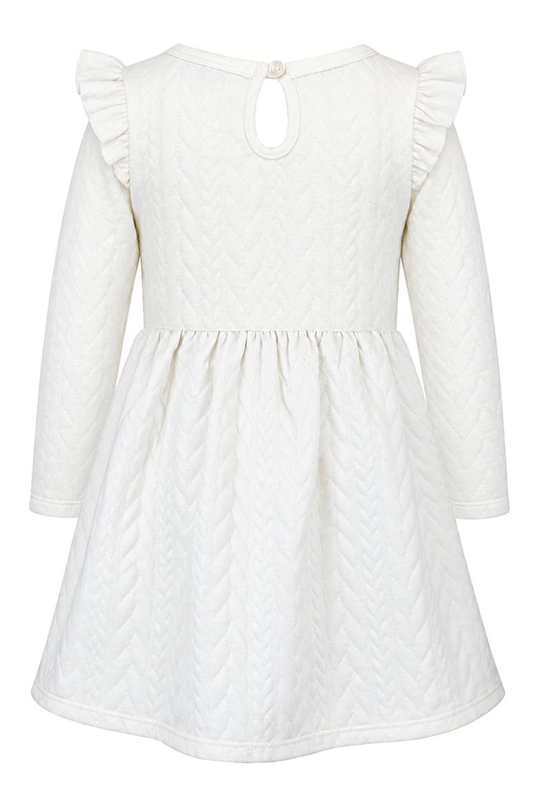 Kids' Textured Bear Appliqué Dress, Alternate, color, IVORY