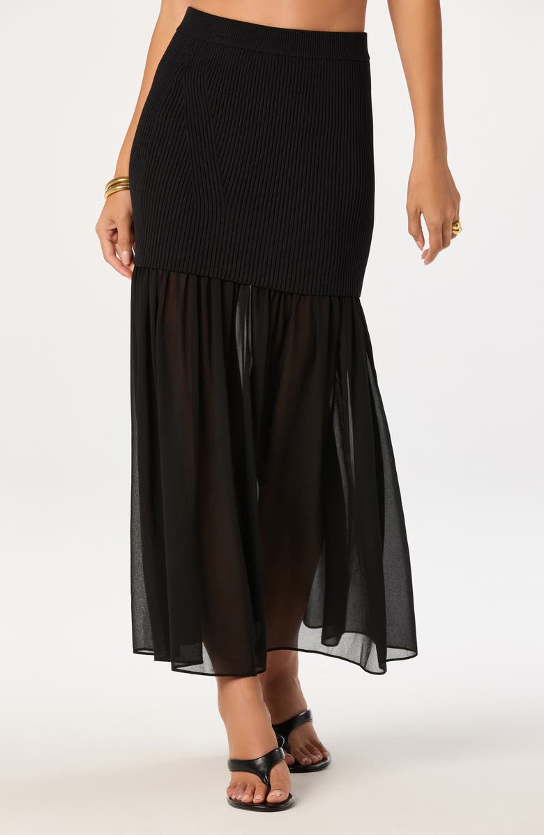 ASTR the Label Halie Mixed Media Maxi Skirt, Alternate, color, Black