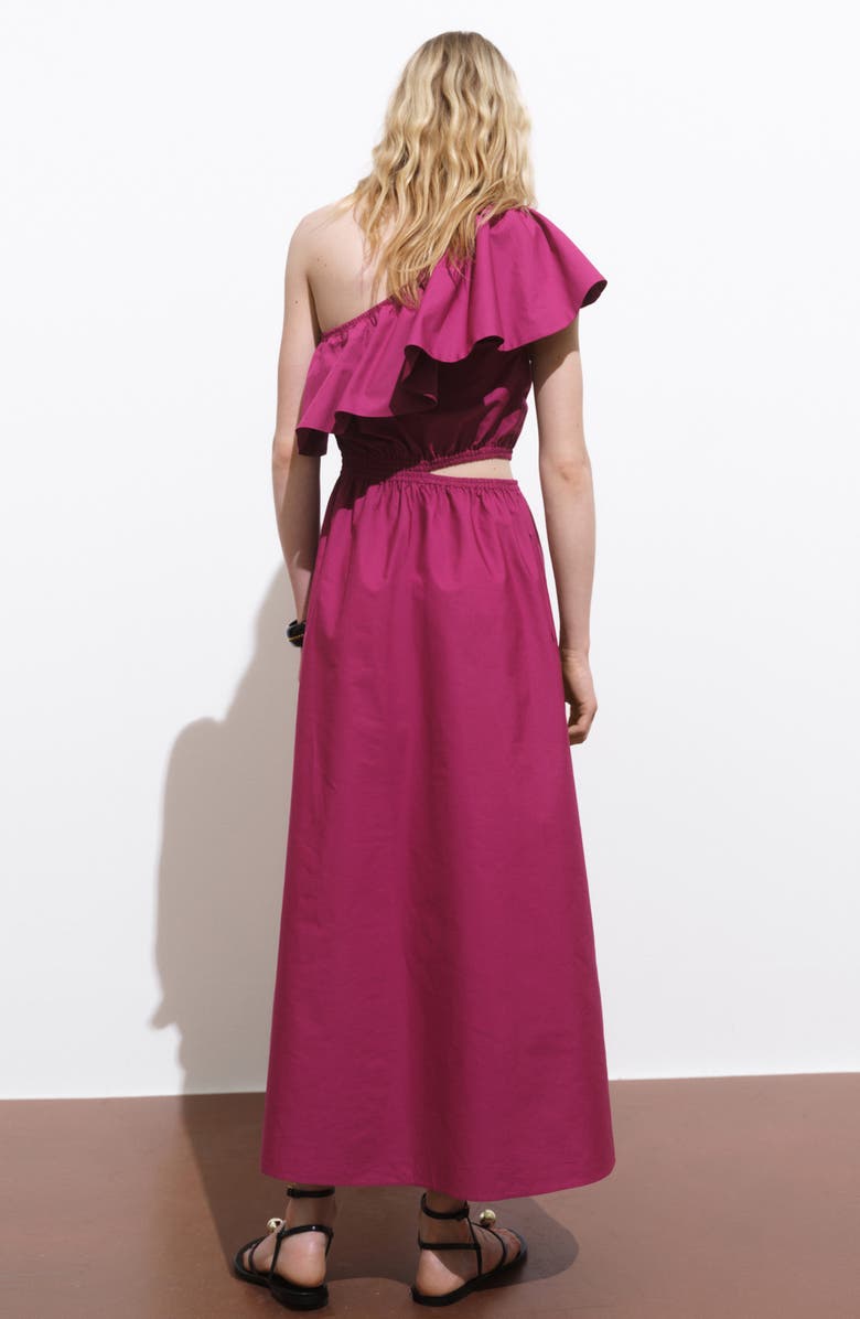 MANGO Asymmetric Cutout One-Shoulder Maxi Dress, Alternate, color, Fuchsia