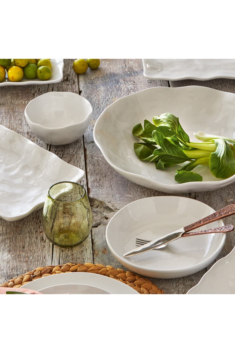 Formoso White Stoneware Rectangular Serving Tray Dishwasher Safe, Alternate, color, White