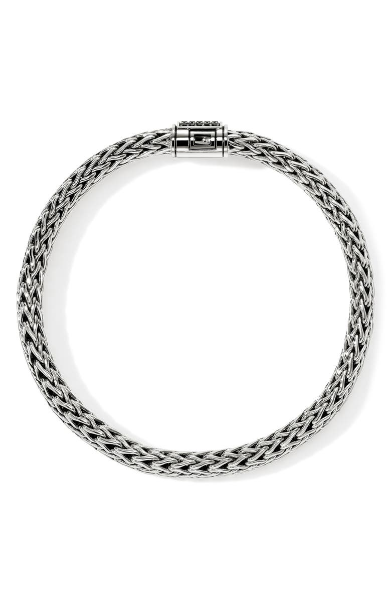 John Hardy Icon Bracelet, Sterling Silver, Pavé, 6.5mm, Alternate, color, Silver Black Stone