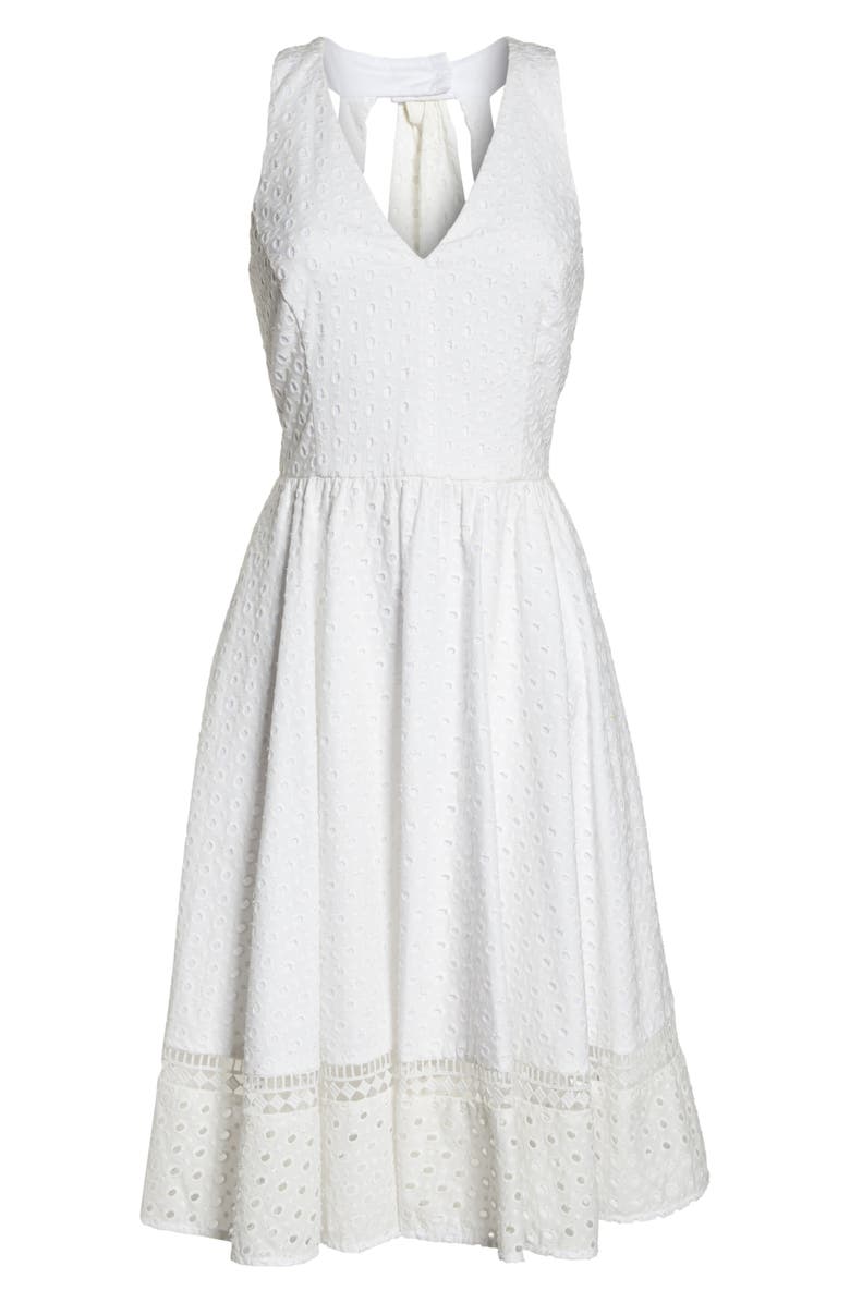 Eliza J Bow Back Eyelet Sundress, Alternate, color, 