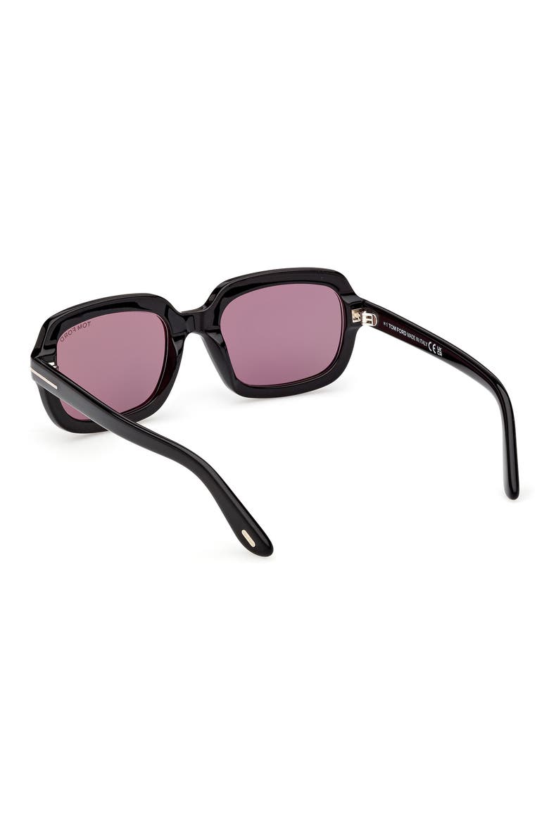 Lana 53mm Rectangular Sunglasses, Alternate, color, BLACK / T/ LOGO / VIOLET LENS