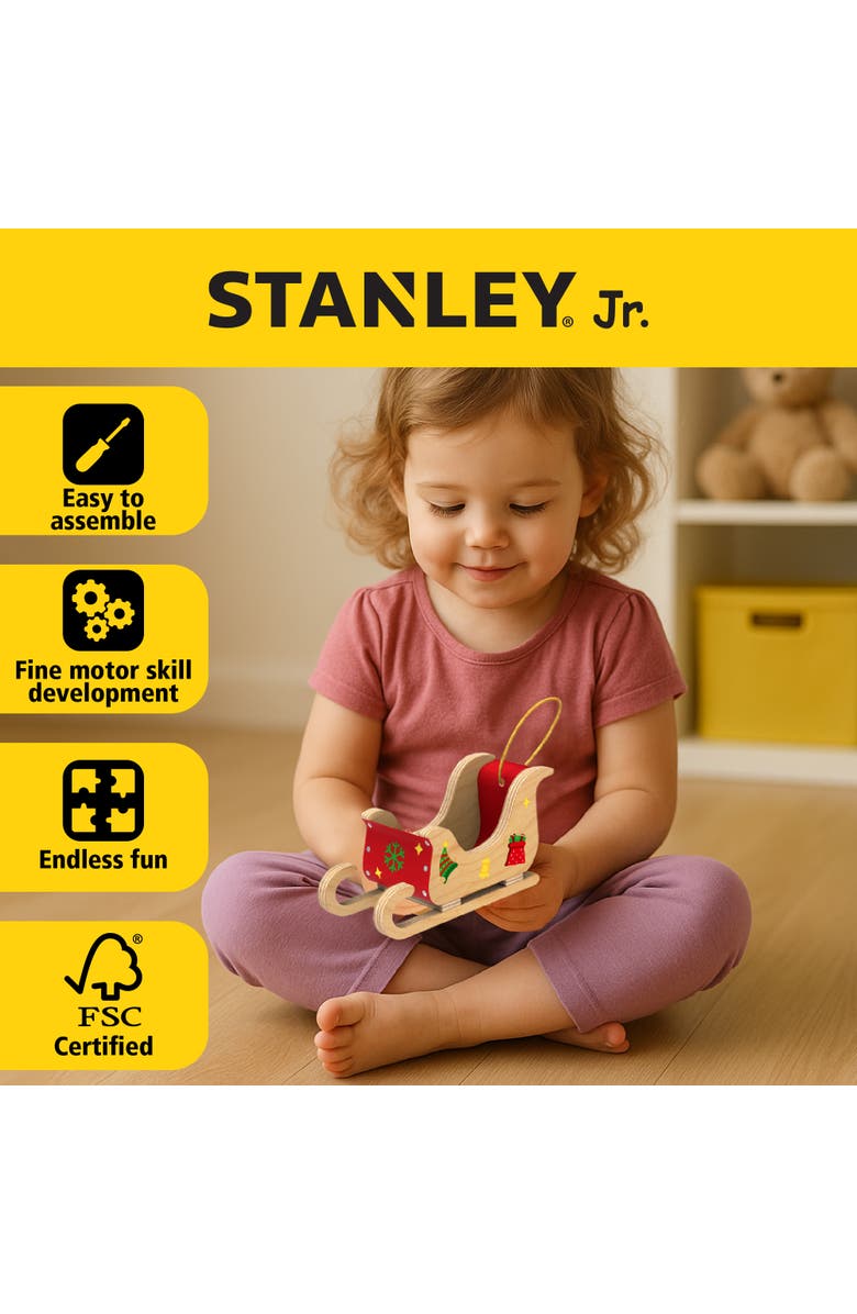 Stanley Jr. Wood Mini Santa Sleigh and Reindeer Set Christmas Ornament, Alternate, color, Multi Color