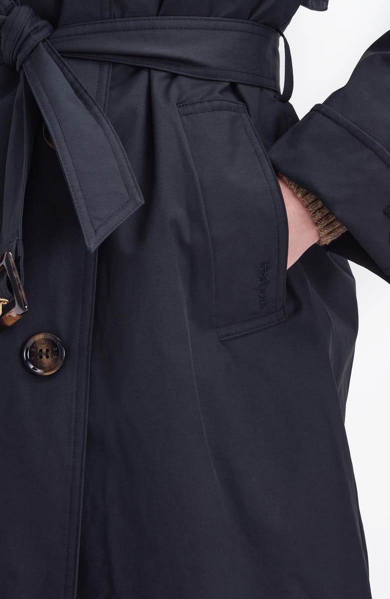 Barbour Gwyn Water Resistant Trench Coat, Alternate, color, Black/ Muted Cabernet Tartan