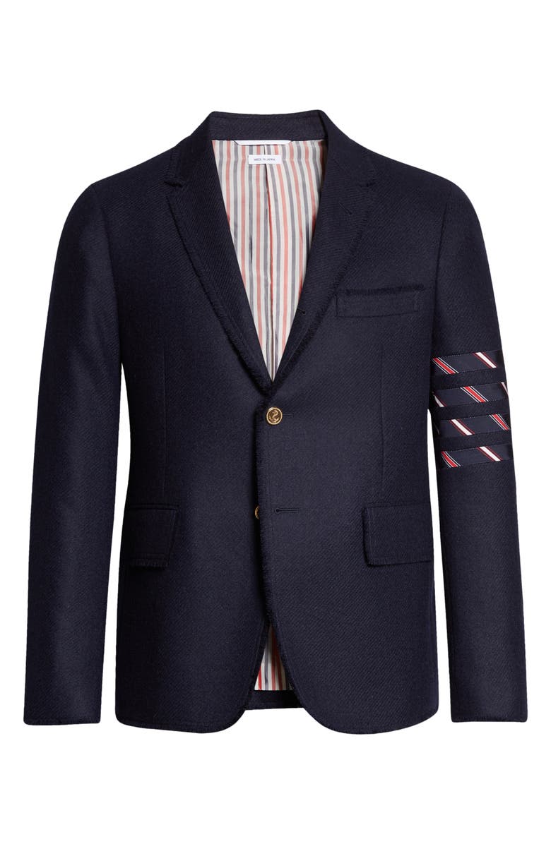 Thom Browne 4-Bar Frayed Wool Sport Coat, Alternate, color,