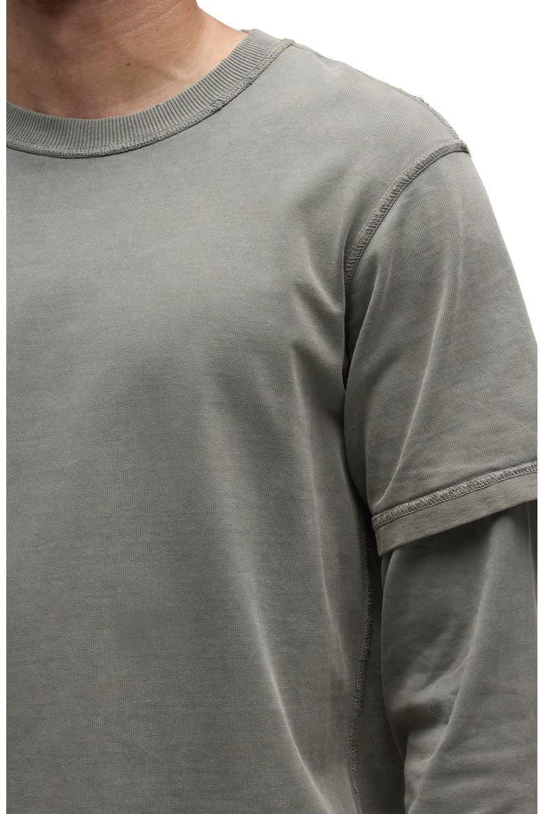 Hybrid Layered Cotton T-Shirt, Alternate, color, STONE GREY