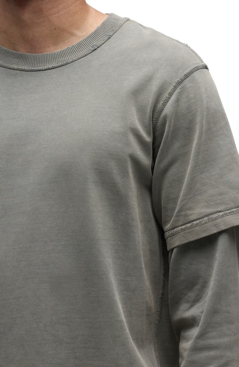 Hudson Jeans Hybrid Layered Cotton T-Shirt, Alternate, color, Stone Grey