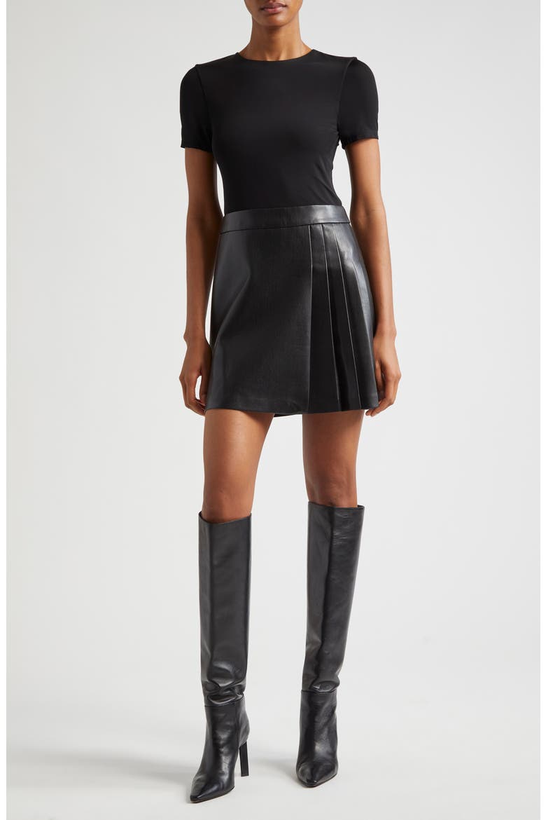 Chara Mixed Media Minidress, Main, color, BLACK