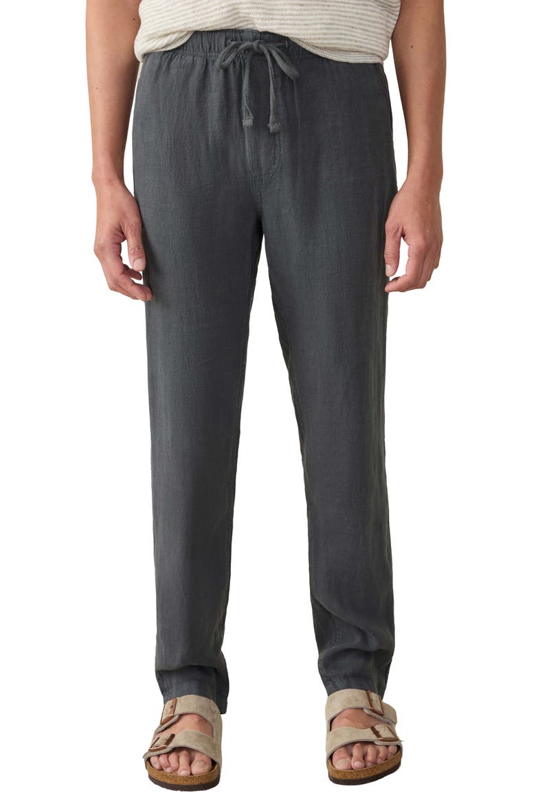 Linen Drawstring Pants, Main, color, WASHED BLACK