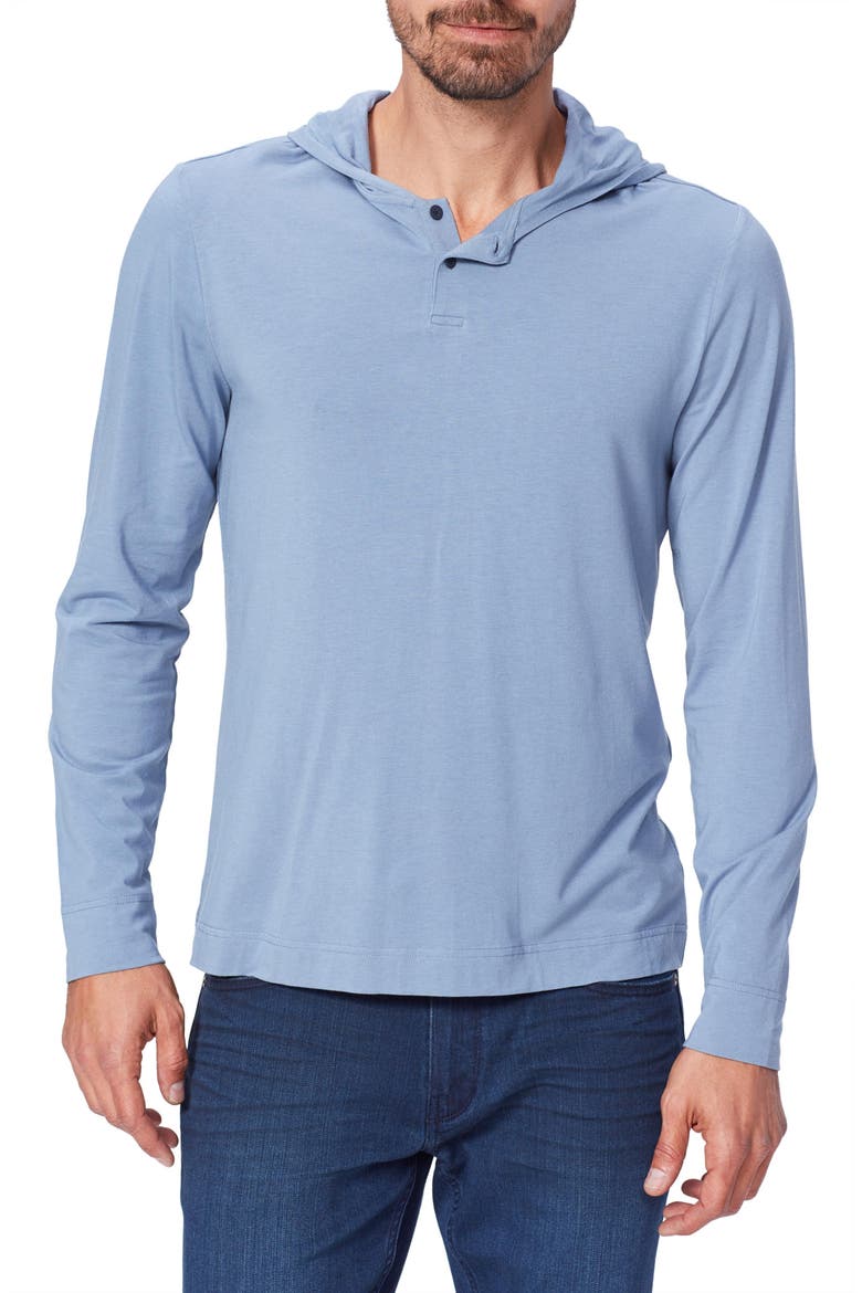 Logan Slub Henley Hoodie, Main, color, FLINT BLUE