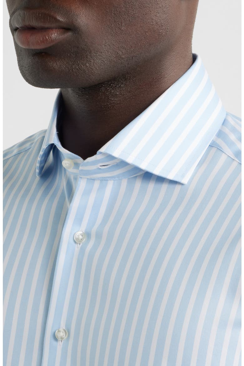 Modern Fit Stripe Non-Iron Cotton Twill Dress Shirt, Alternate, color, LIGHT BLUE