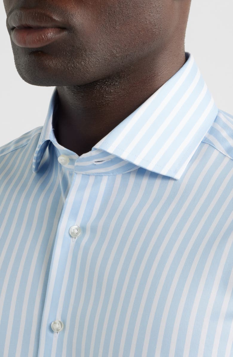 1863 by Eterna Modern Fit Stripe Non-Iron Cotton Twill Dress Shirt, Alternate, color, Light Blue