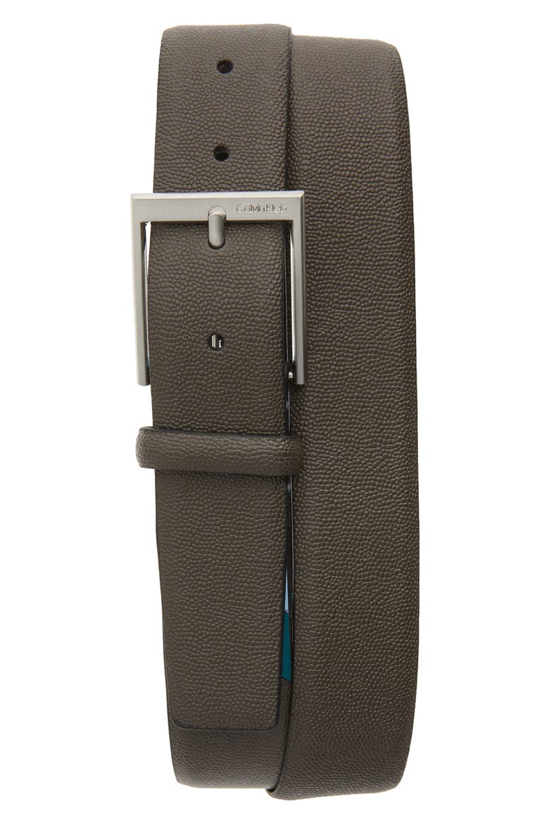 Pebbled Faux Leather Belt, Main, color, DARK UTILITY
