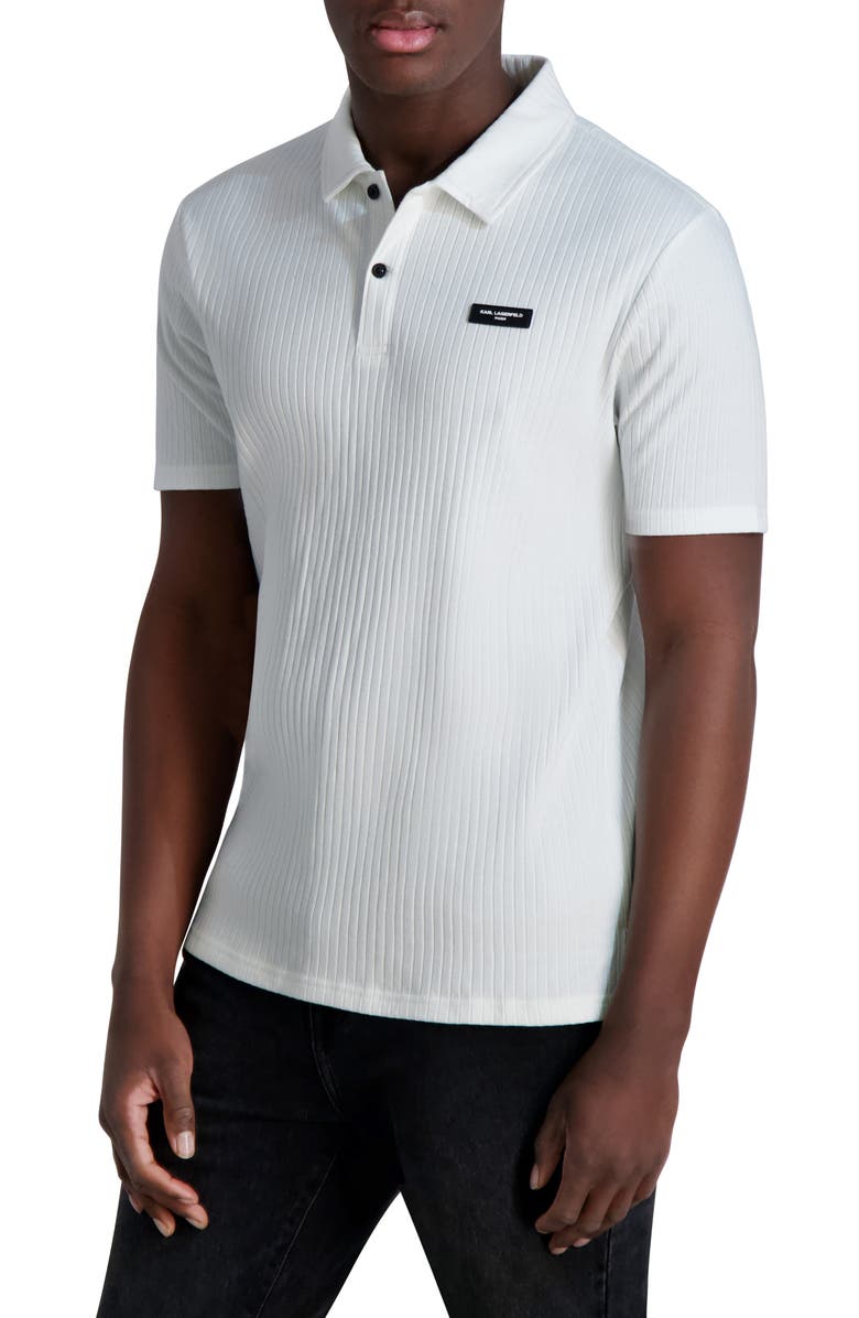 KARL LAGERFELD PARIS Rib Knit Polo, Alternate, color, Natural