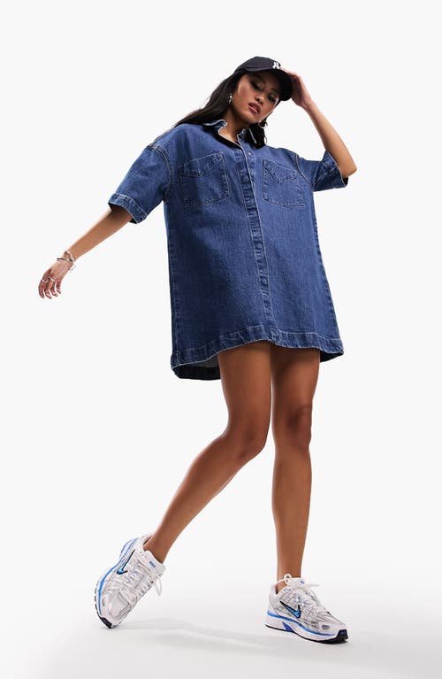ASOS DESIGN Relaxed Fit Denim Shirtdress in Medium Blue  product