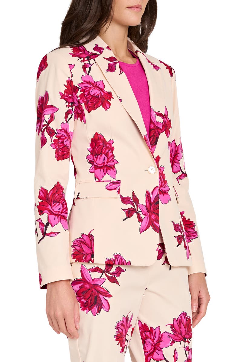 Tahari ASL Print Sateen Blazer, Alternate, color, Vanilla Red Floral