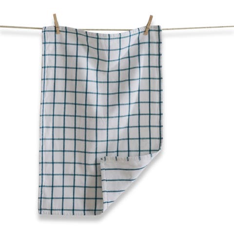 Classic Reversible Turquoise Blue Windowpane Dishtowel